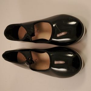 Capezio Toddler Girl's Black Patent TeleTone Tap Shoes Size 1 1/2M